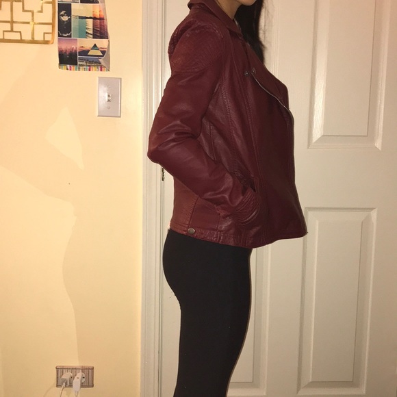 Red/ burgundy faux leather jacket - Picture 3 of 4